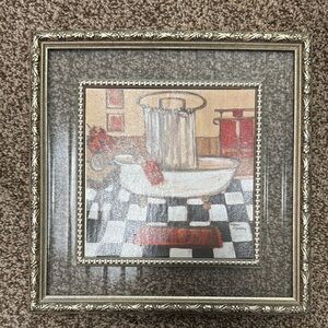 Vintage Bathroom Wall Art in Ornate Frame